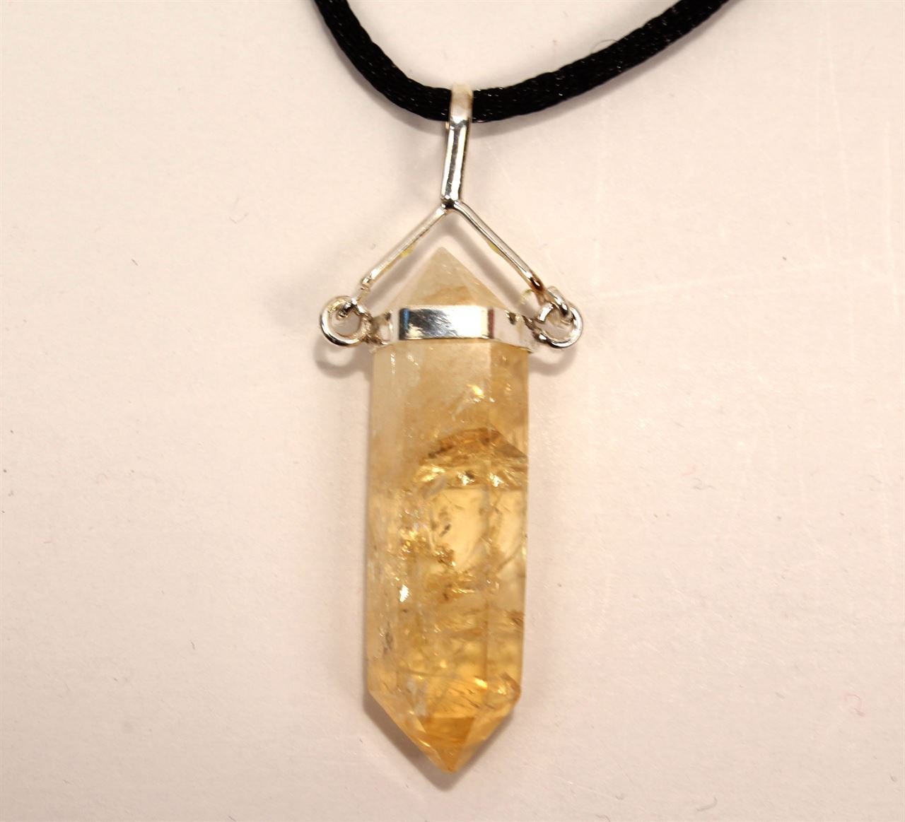 Sterling Silver-Citrine Job and Success Crystal Point Necklace - Image 1