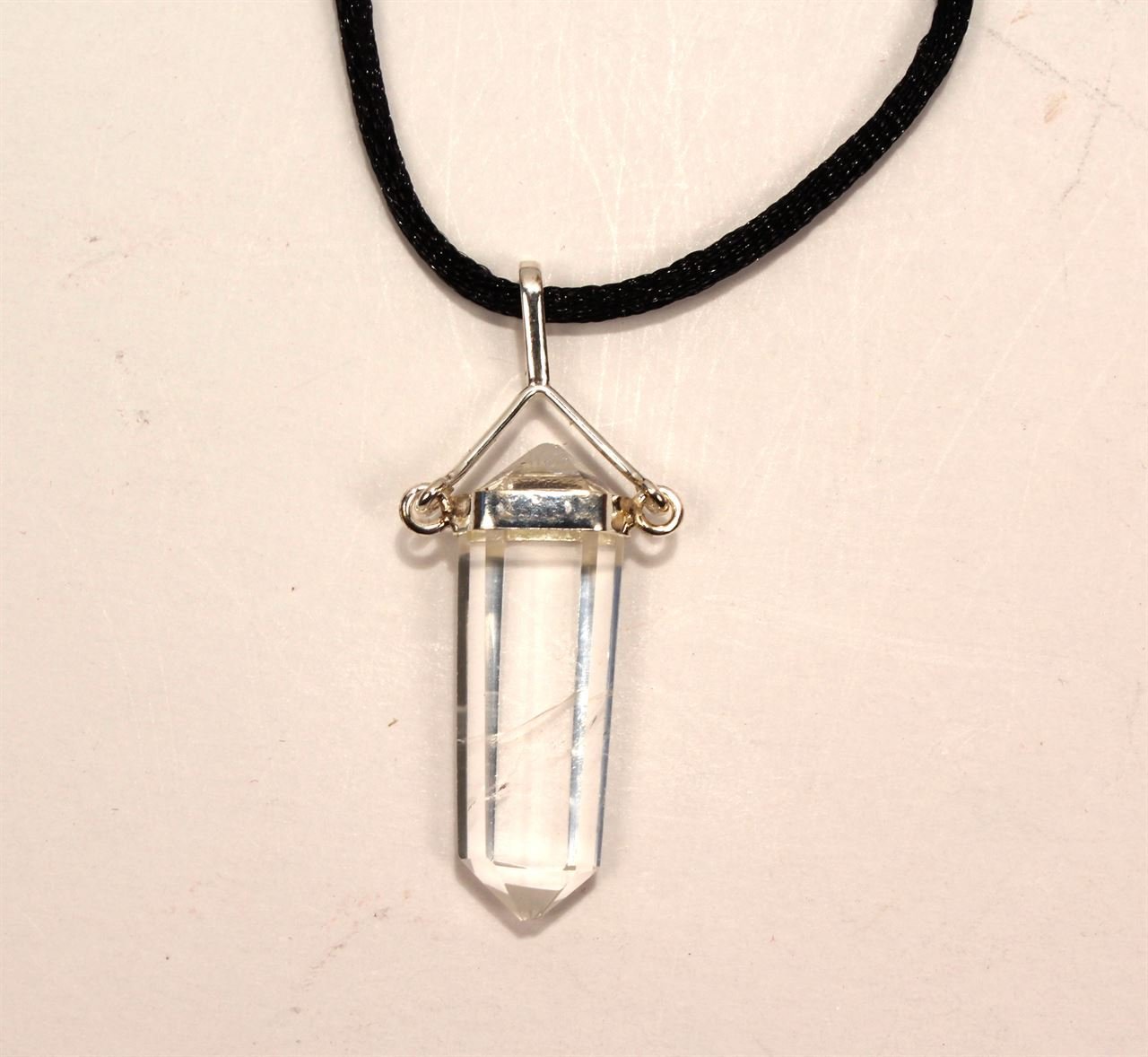 Sterling Silver-Clear Quartz Healing Crystal Necklace - Image 1