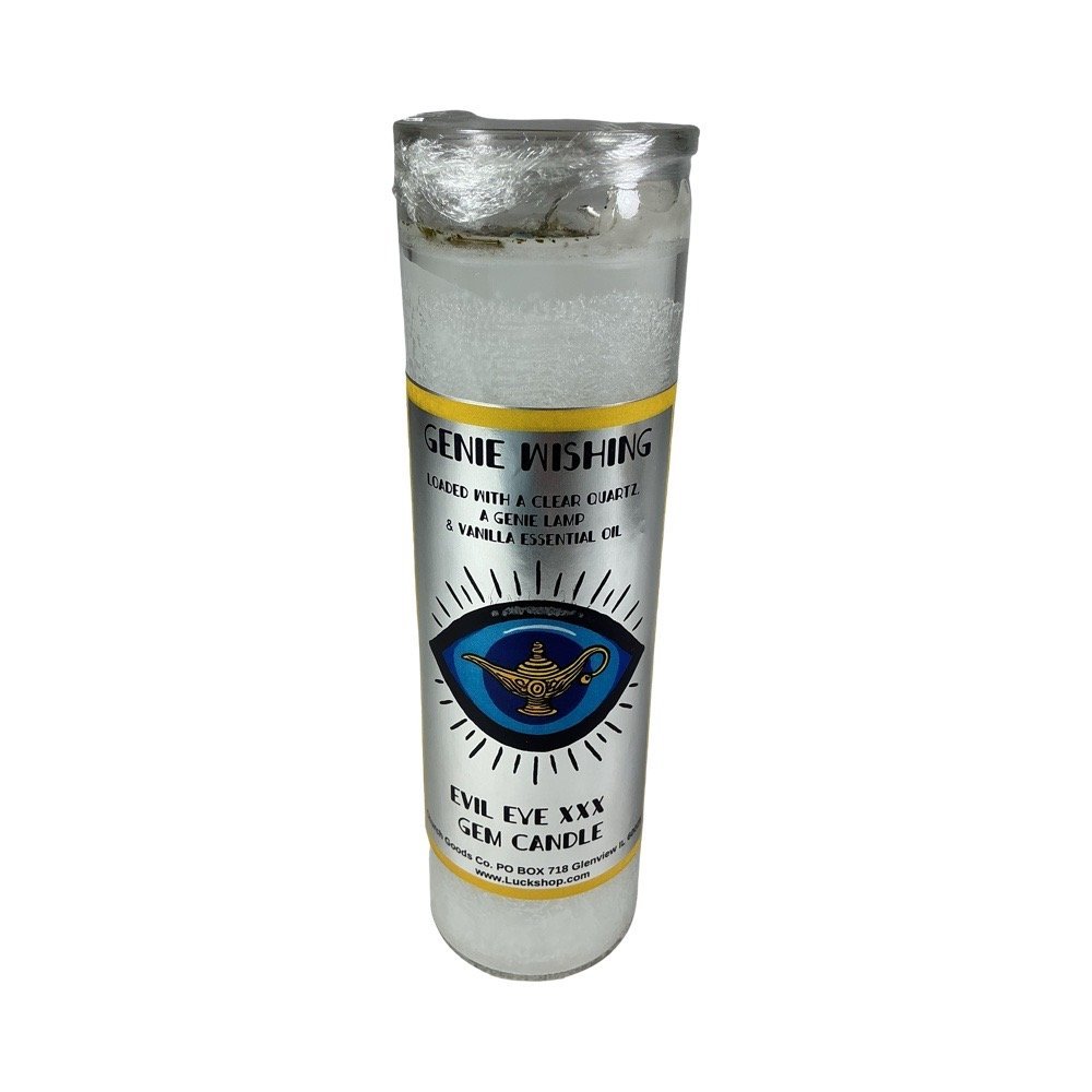 7 Day Genie Wishing Evil Eye XXX "Gemstone" Candle (Clear Quartz & Genie Lamp)