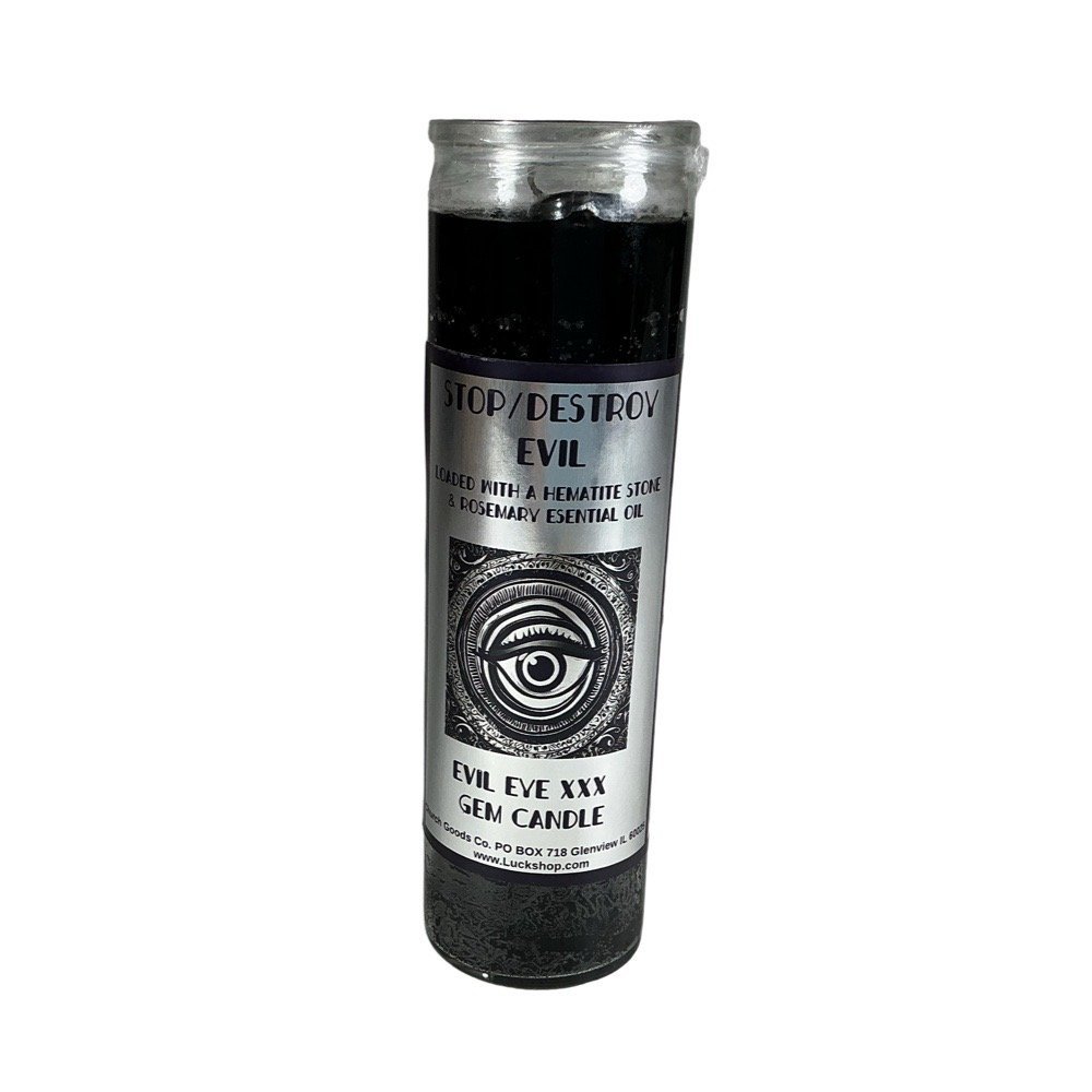 7 Day Stop/Destroy Evil (Evil Eye) XXX "Gemstone" Candle (Tourmaline)