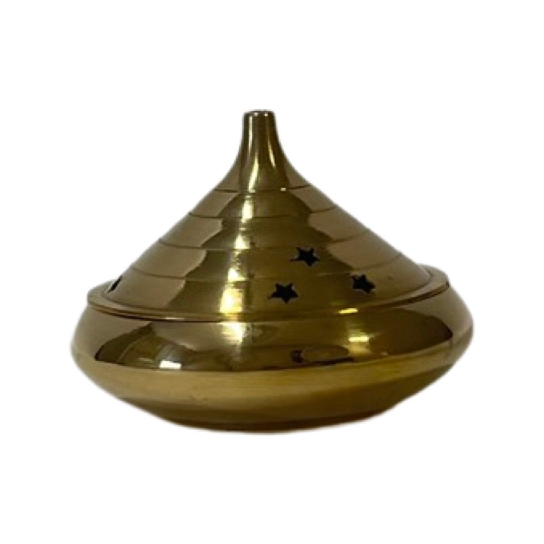 4" SAUCER ROUND BRASS INCENSE BURNER