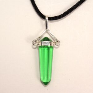 Green Quartz Gamblers Crystal Point Necklace