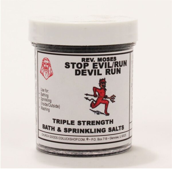 Stop Evil / Run Devil Run Triple Strength Bath and Sprinkling Salt 4 oz Jar